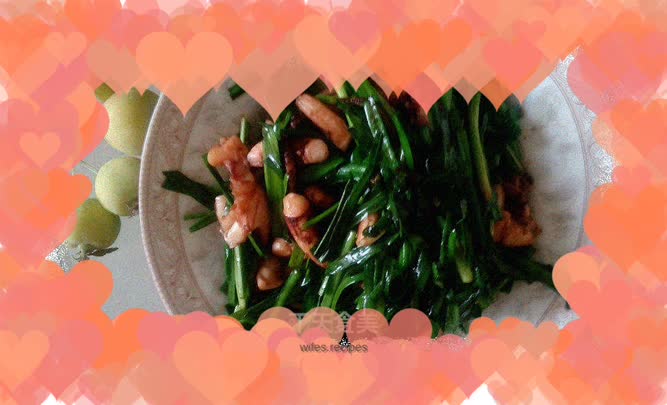 Stir-fried squid tentacles with leeks