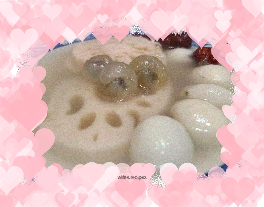 Lotus root, red dates and glutinous rice balls