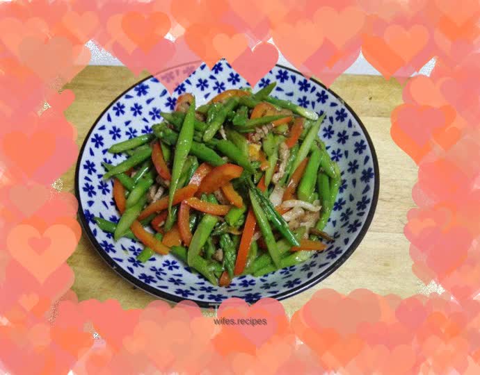 Asparagus, Shredded Pork and Colorful Peppers