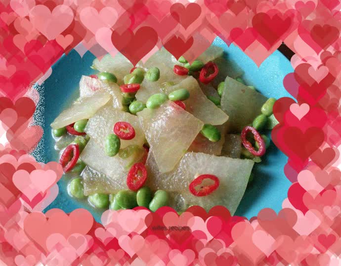 Stir-fried winter melon with edamame