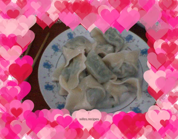 Squid, leek and moss dumplings