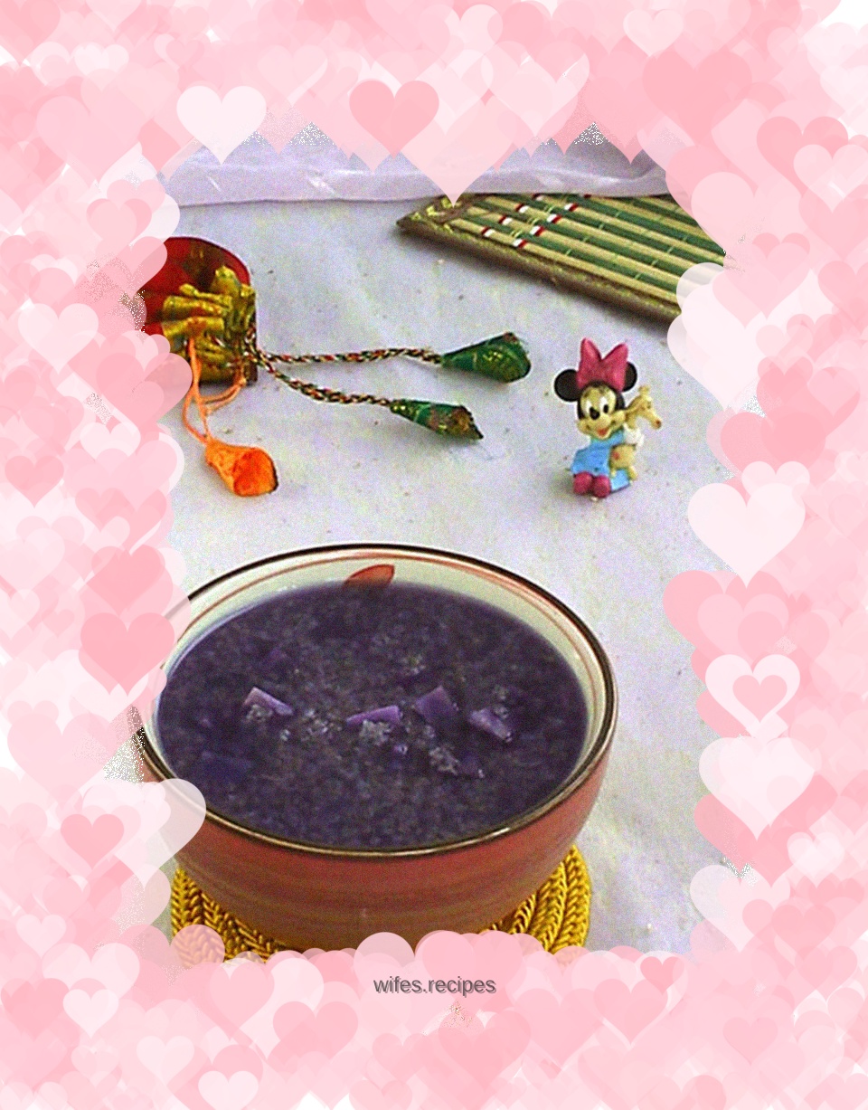 Purple sweet potato and millet porridge