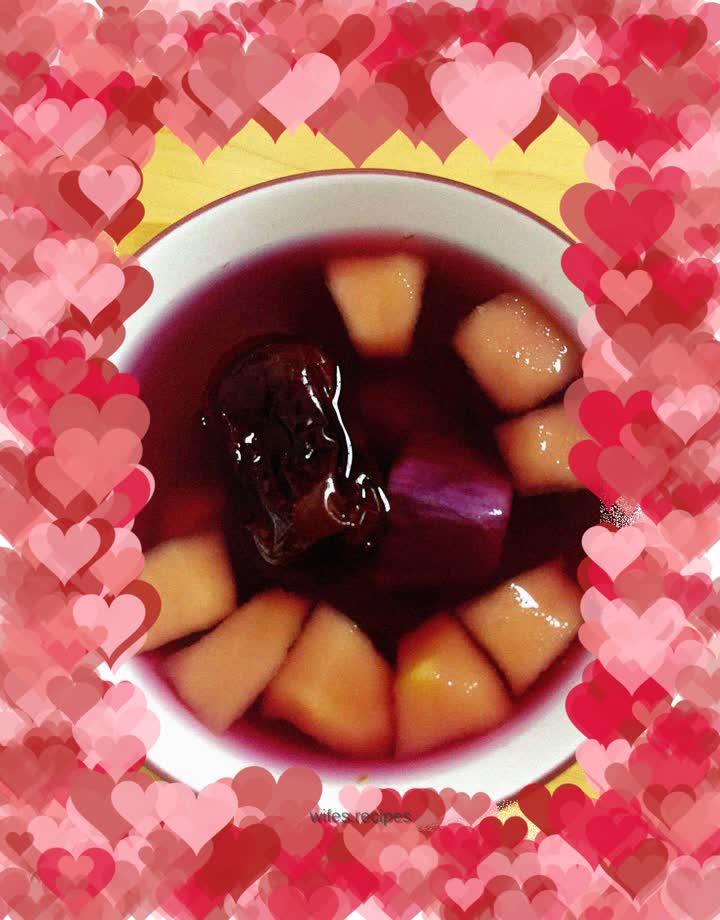 Purple sweet potato and apple sugar water