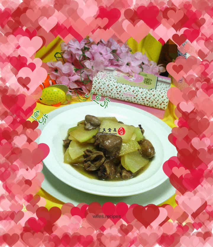 Stir-fried kohlrabi with chicken hearts