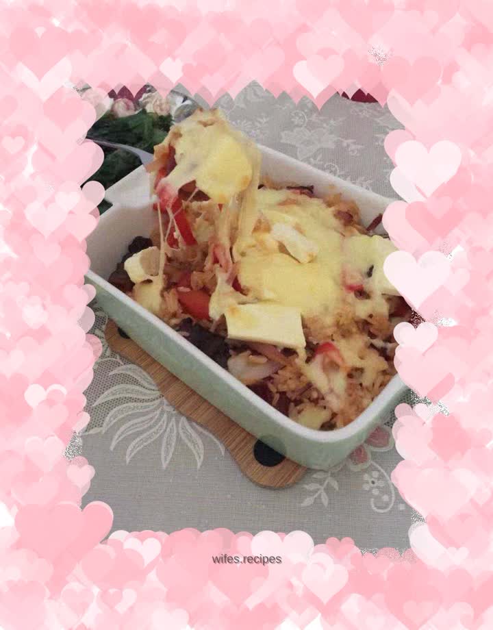 Tomato, Egg and Cured Rice Baked Rice