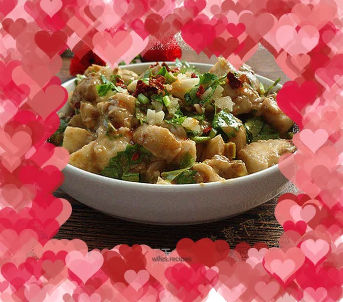 Eggplant mixed with garlic