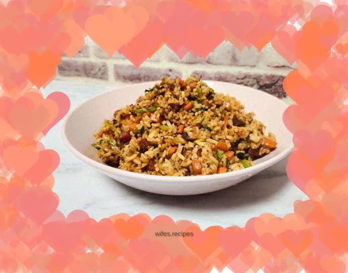 Sausage, celery and carrot fried rice