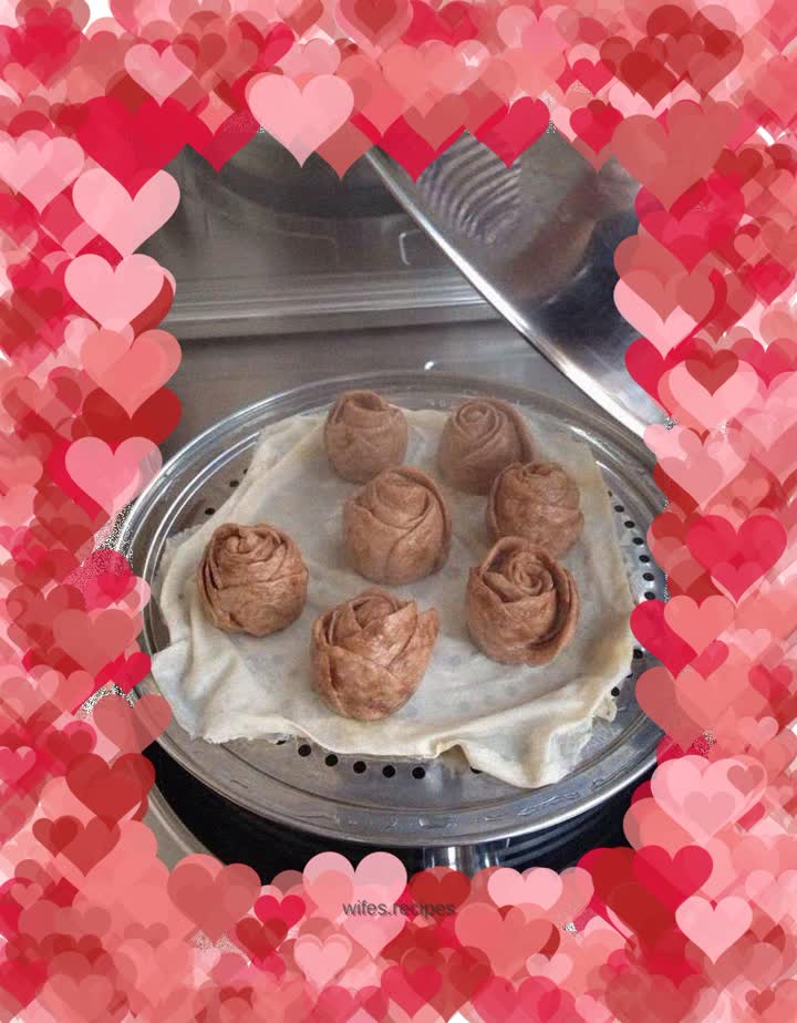 Chocolate rose steamed buns