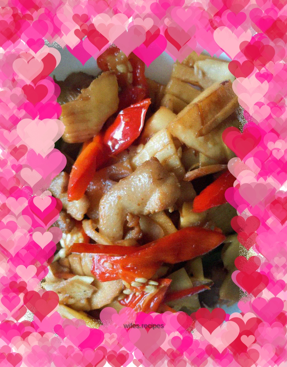 Stir-fried pork with kelp and spring bamboo shoots
