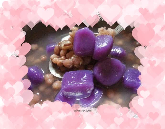 Purple sweet potato rice balls (sugar water)