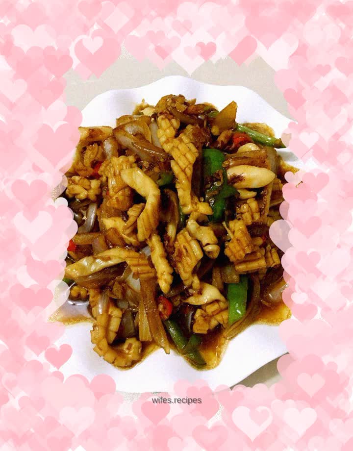 Fried squid with onions
