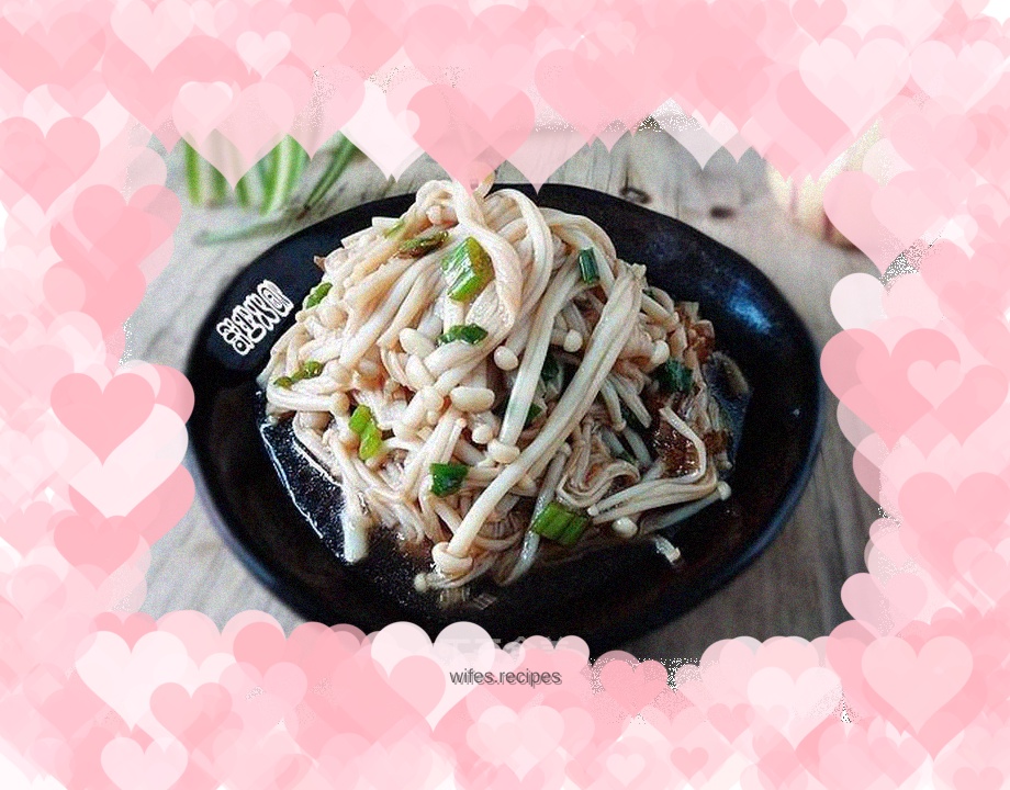 Enoki mushrooms with scallion oil