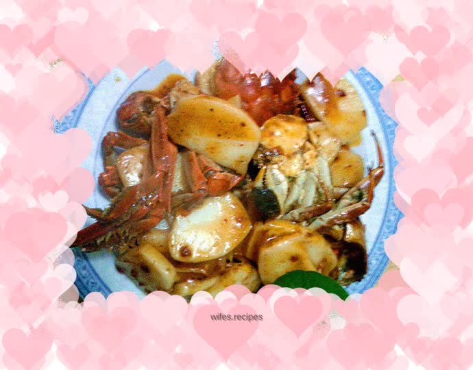 Fried rice cake with river crab