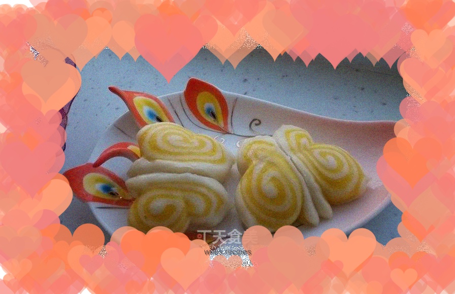 Patterned Steamed Buns---Colorful Butterflies