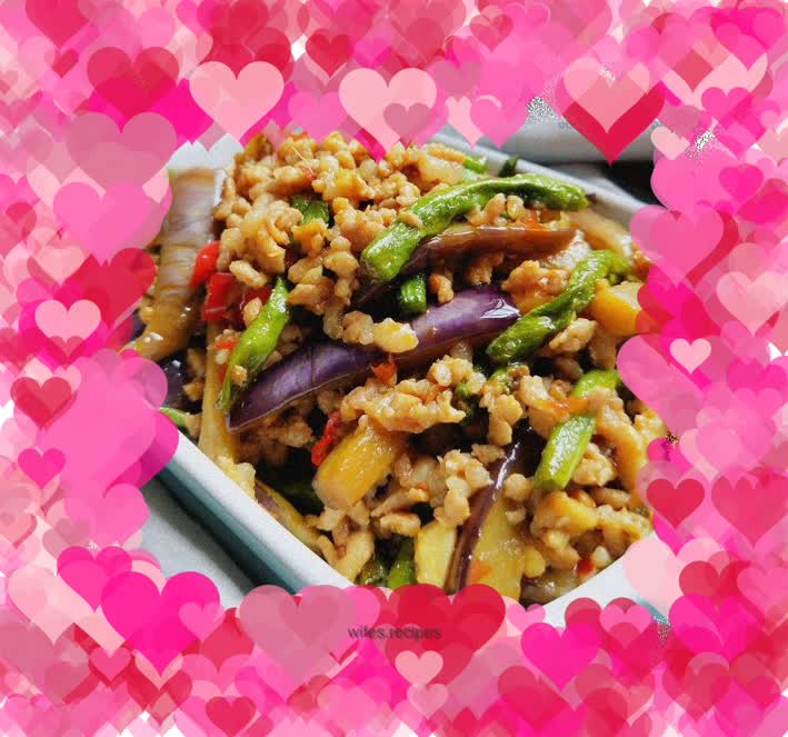 Minced Pork, Eggplant and Beans