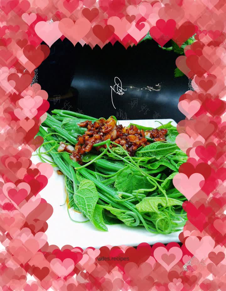 Chayote sprouts with garlic oil