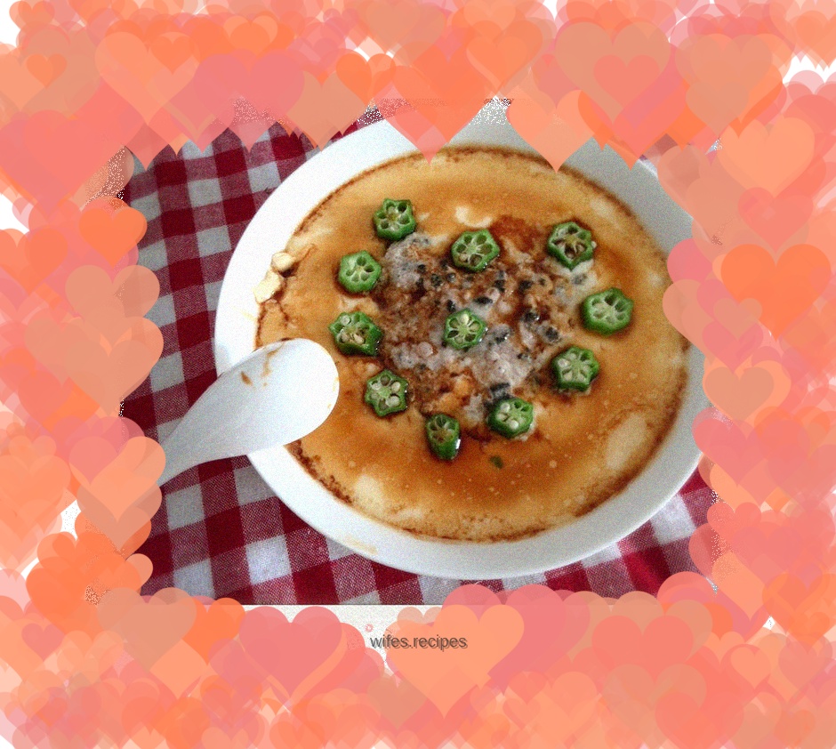 Seaweed meatloaf, steamed egg and okra [Zixuan Kitchen]