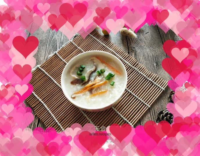 Mushroom and Shredded Chicken Porridge