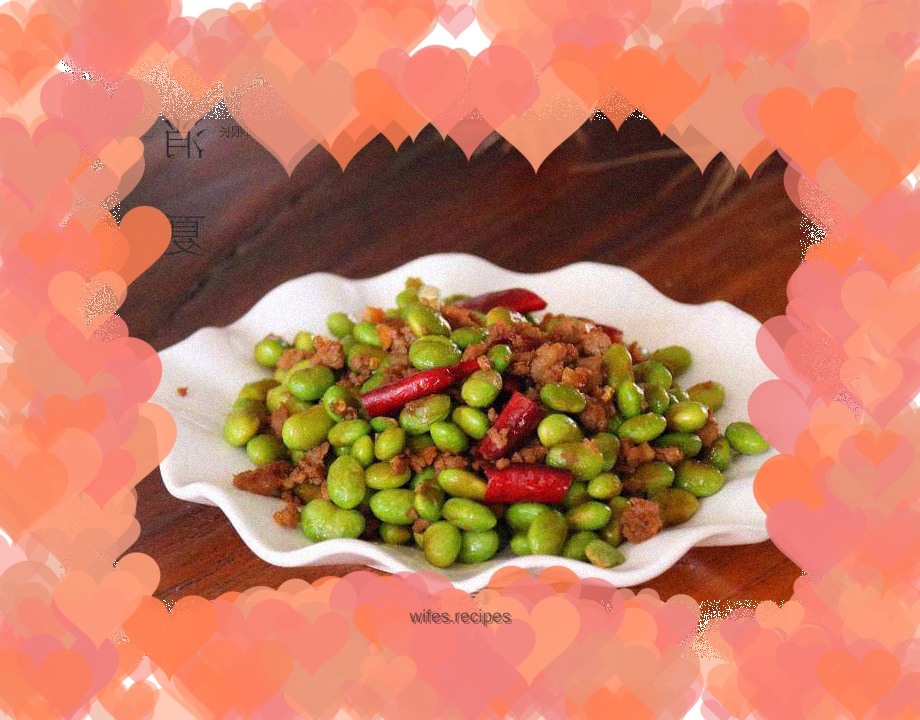 Fried minced pork with edamame