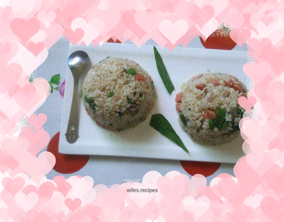 Red, white, green and purple ~ green pepper colorful fried rice