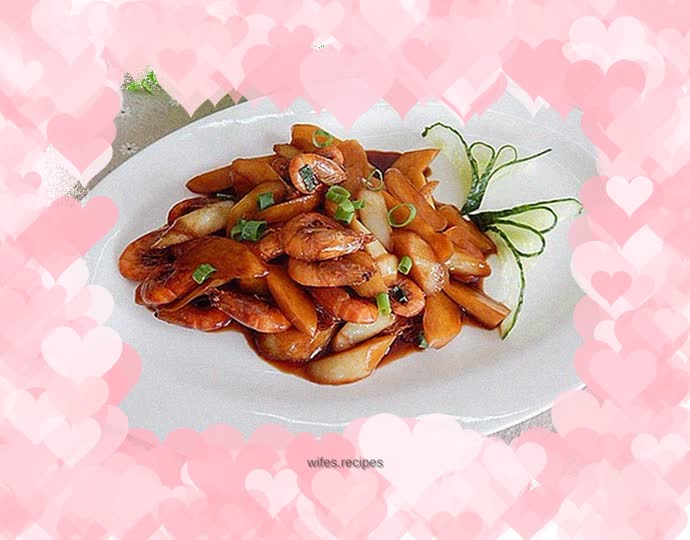 Shrimp and braised wild rice