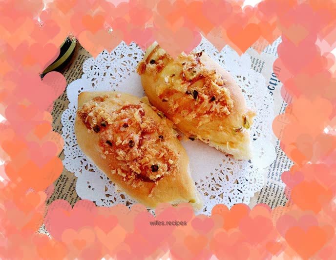 Pork floss buns with chives (medium type)