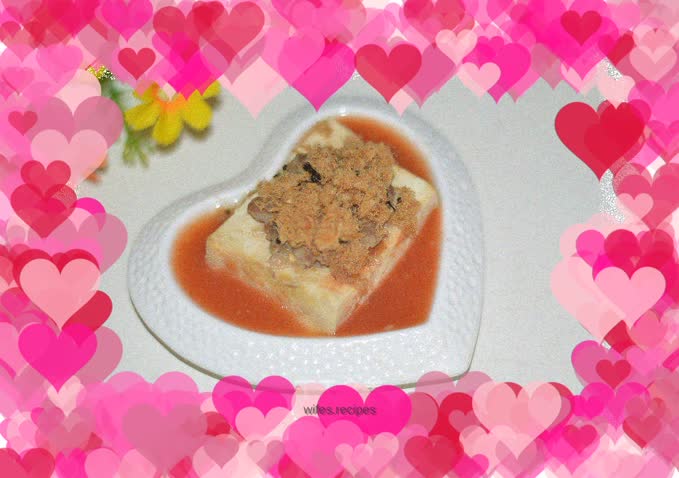 Tofu with Pork Floss and Tomato Sauce