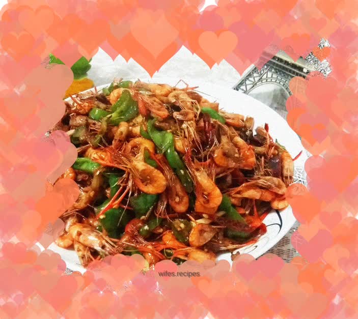 Stir-fried fresh shrimps