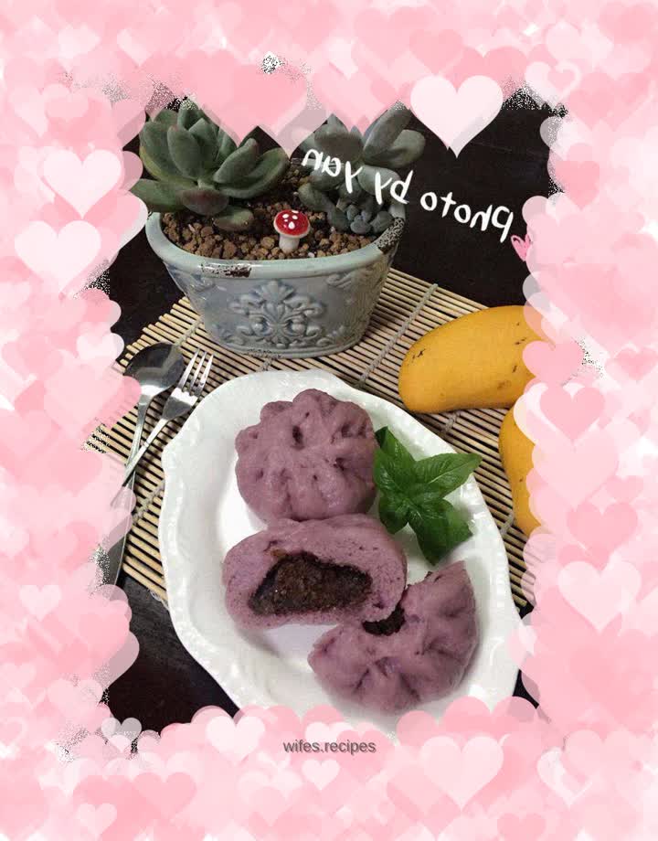Purple sweet potato, whole wheat and jujube steamed buns