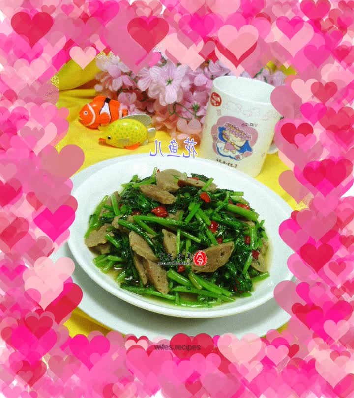 Stir-fried beef tendon balls with chrysanthemum