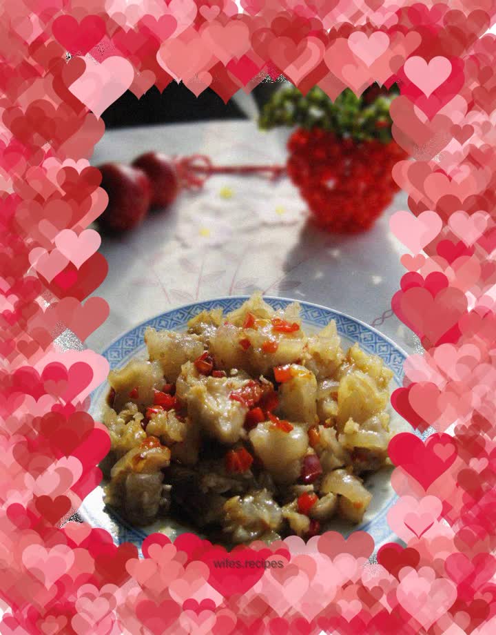 Stir-fried beef tendon with chopped pepper