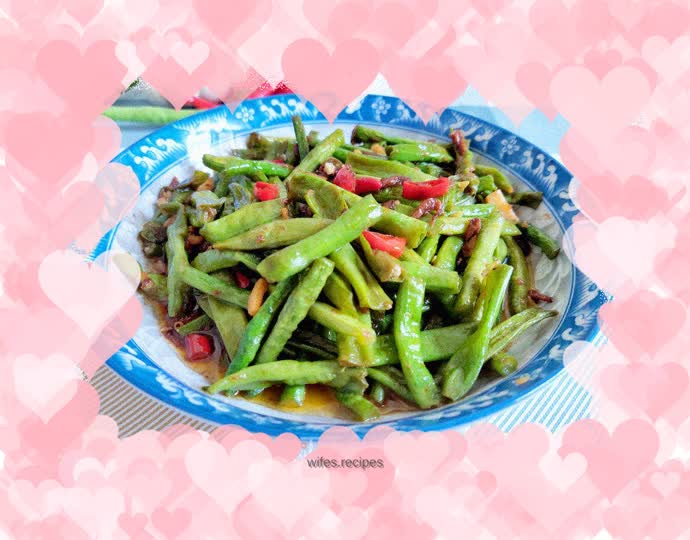 Fried beans with shrimp paste