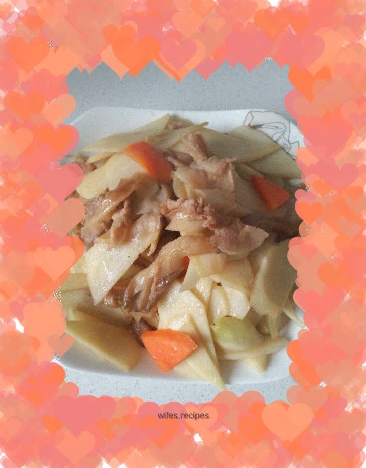 Stir-fried wild rice with sliced meat