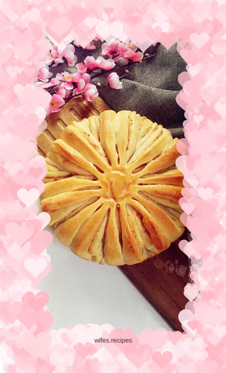 Snowflake Hand-Teared Bread with Flowers and Full Moon