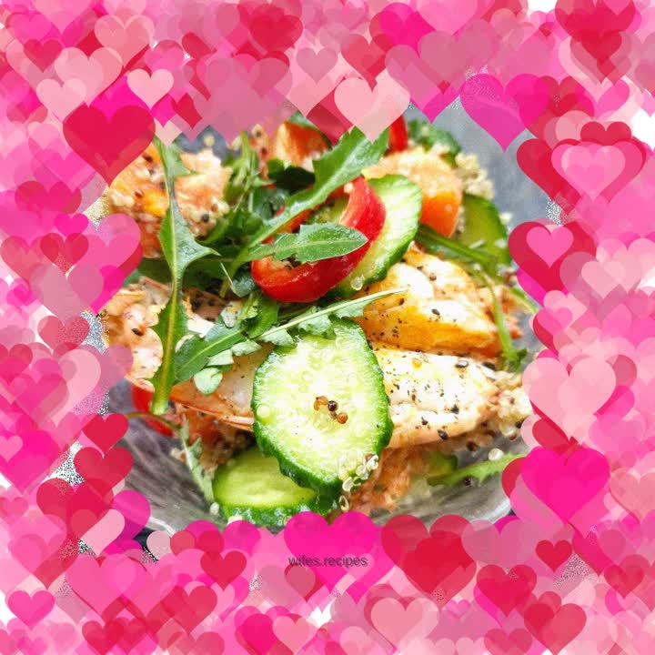 "Spring Vegetables" Dandelion Quinoa Shrimp Salad