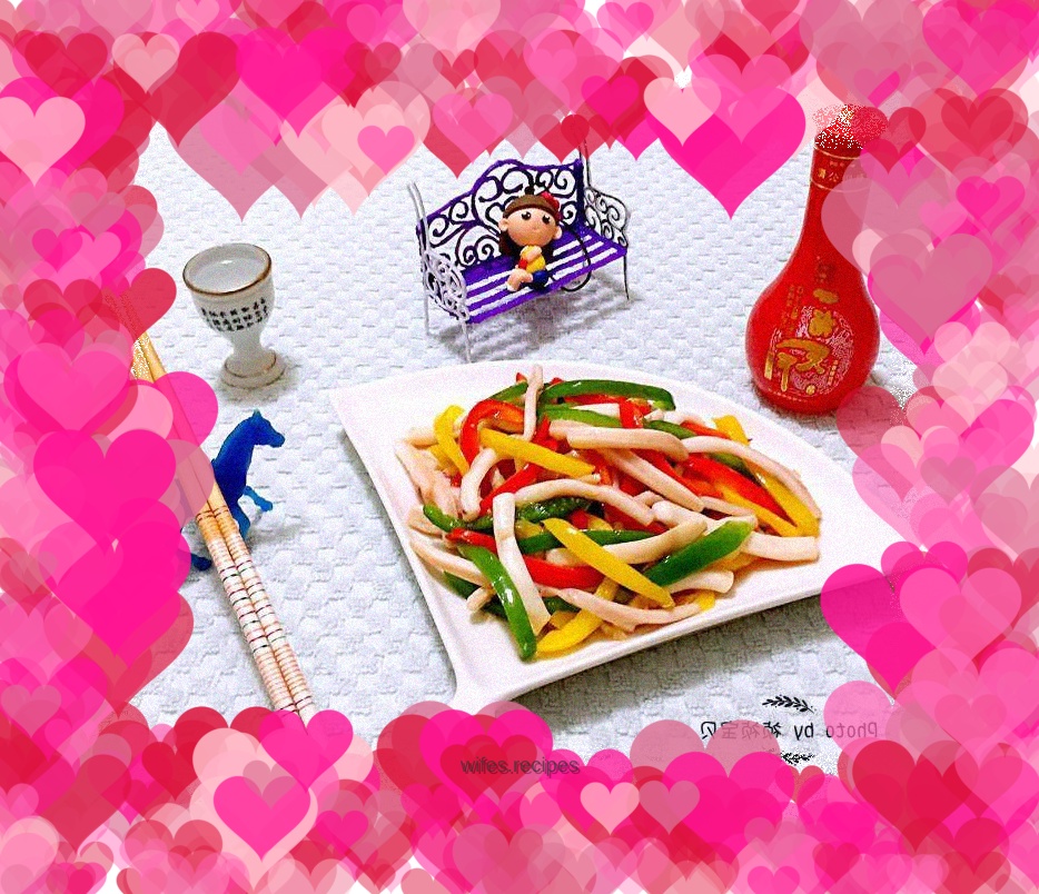 Stir-fried Squid Strips with Colorful Peppers