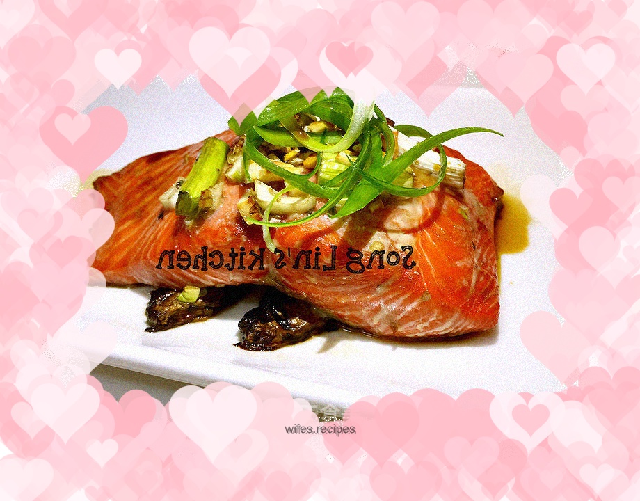 Chinese Grilled Sockeye Salmon with Fresh Mushrooms