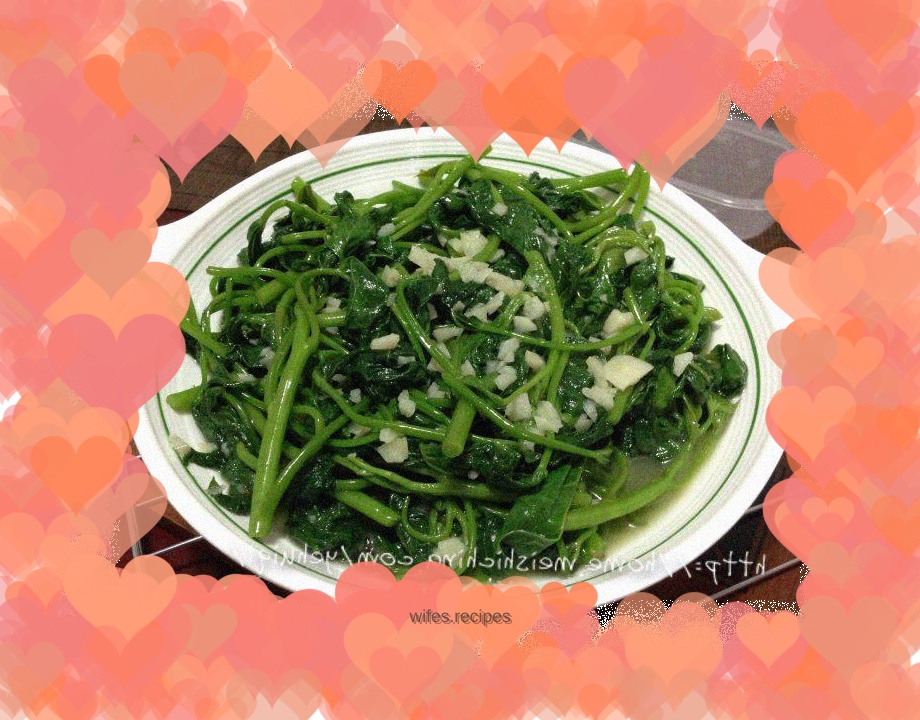 【Stir-fried sweet potato leaves with minced garlic】
