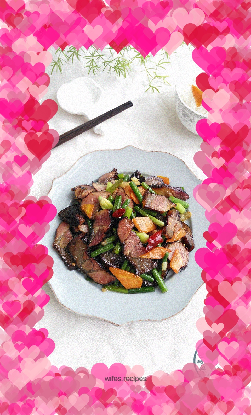 Stir-fried bacon with garlic sprouts