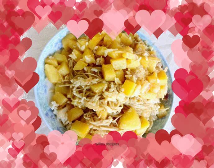 Baked Rice with Potatoes and Enoki Mushrooms