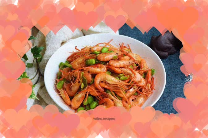 Stir-fried river shrimp and beans