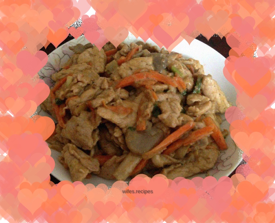 Pork slices with oyster mushrooms