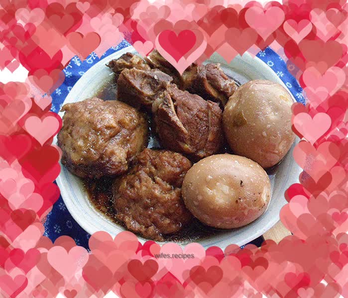 Pork ribs meatballs in one pot