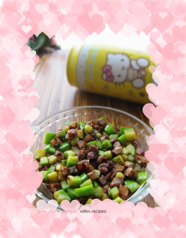 Stir-fried diced eggplant with sausage