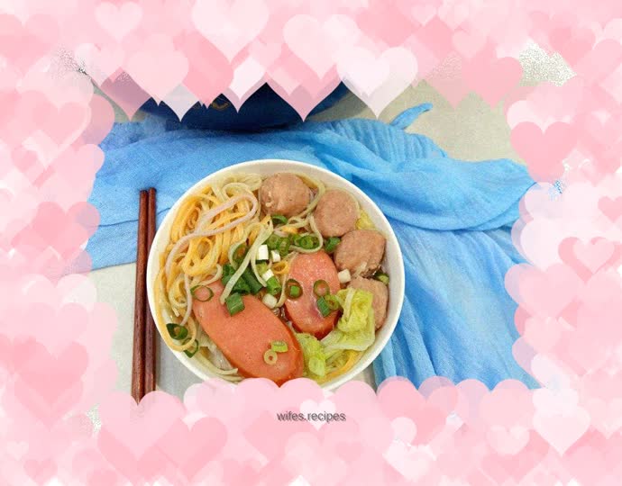 Fruit and vegetable noodles in clear soup