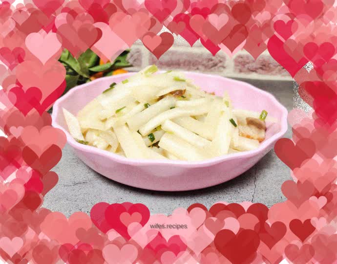 Pork belly slices and roasted radish segments