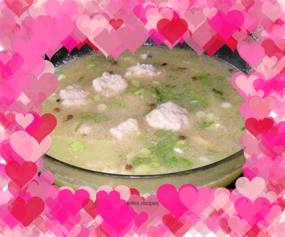 Old cucumber and meatball soup