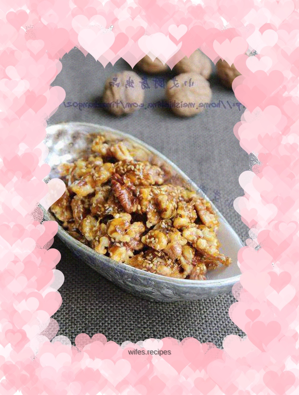 Amber walnut kernels