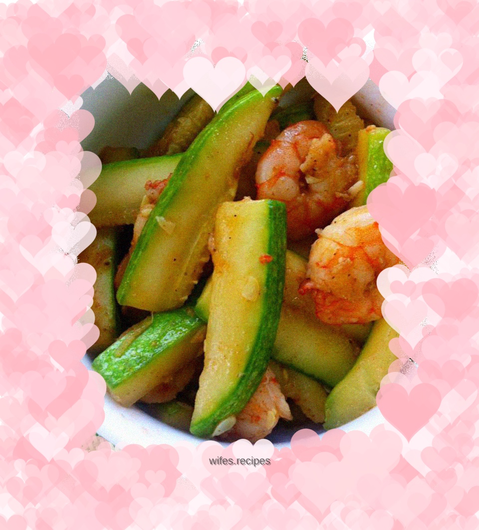 Fried prawns and melon