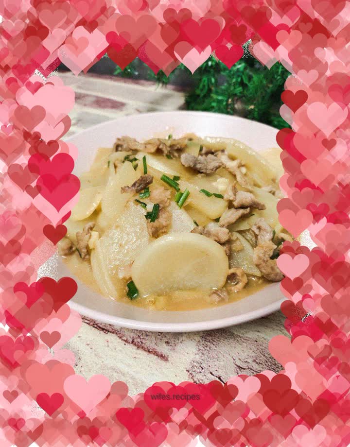 Pork slices and roasted radish